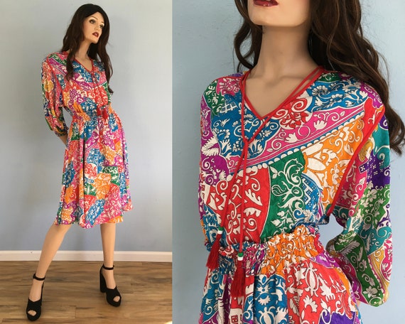 80s Diane Freis Skirt & Blouse - Small Medium / Vi