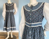 70s Gunne Sax Girl 39 s Dress - Girl 39 s Size 12 Large Vintage Cottagecore Calico Prairie Button Front Midi Dress Jeunes Filles by Jessica