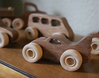 6 Piece Wooden Toy Car Set - Car Carrier - Wooden Truck - Toy Truck - Wood Car - Toy Cars