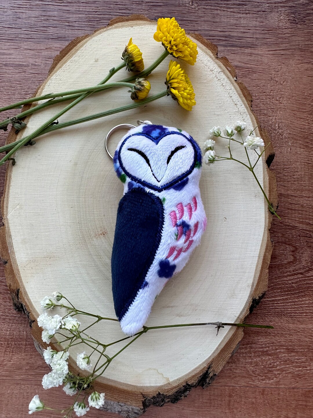 Plush Owl Keychain Flower limited Etsy