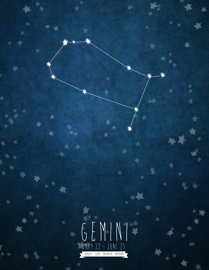 Gemini zodiac constellation print astrology wall art  etsy