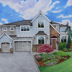 Custom House Painting in Watercolor, Home Portrait, House Portrait, Realtor Gift, Closing Gift, Architectural Watercolor