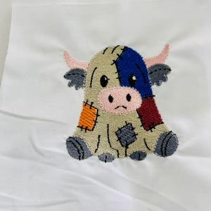 Patchwork koe borduurpatroon, machinebestand (4 x 4 ontwerp)
