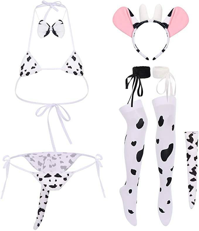Hucow Cow Cosplay Lingerie Set / Cow Print Sexy Maid Costume - Etsy ...