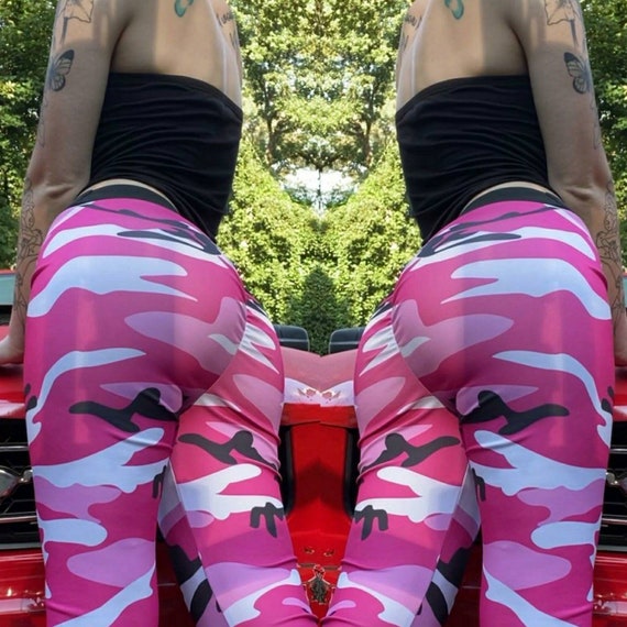 Camo Booty Leggings / Booty Scrunch Leggings / High Waist / Gym Leggings / Camouflage