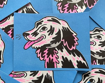 Splotched Dog Risograph Print