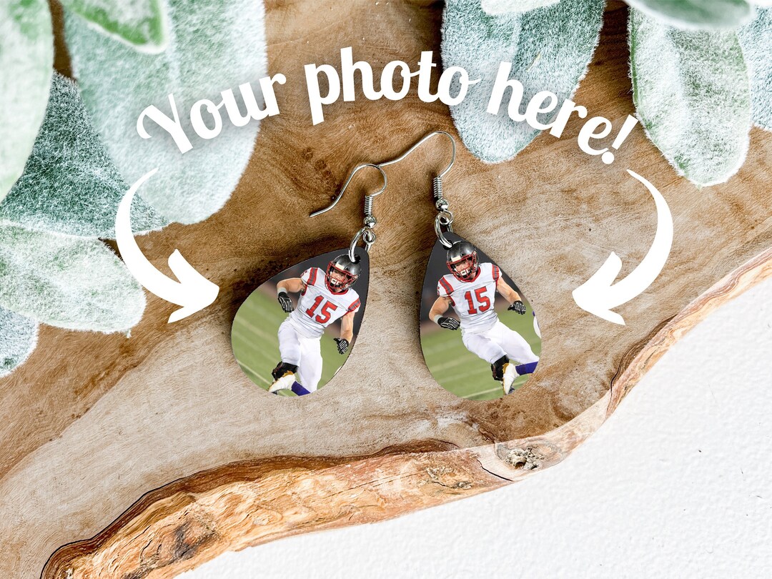 Personalized Photo Earrings, Football Mom Earrings, Sports Mom Earrings ...