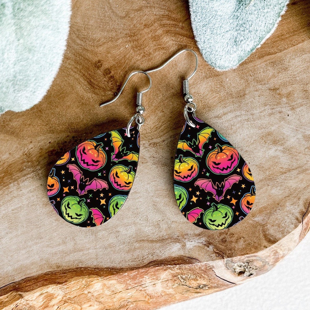 Halloween Themed Earrings Tear Drop Earring Sublimation Etsy