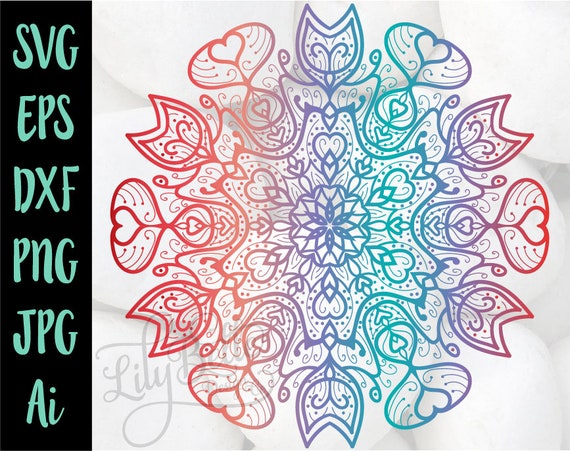 Download Tulip Heart Mandala Svg Png Cricut Silhouette Print Etsy
