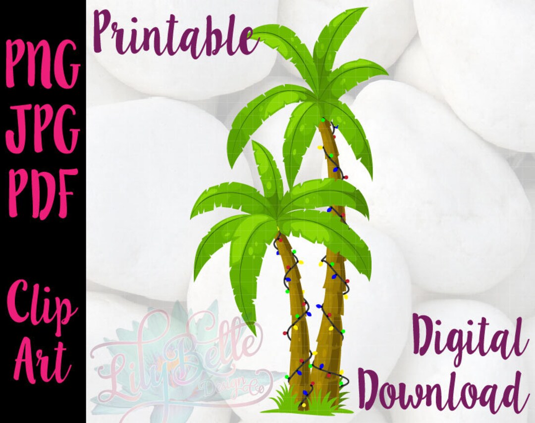 Christmas Palm Tree With Lights Printable PNG Clipart Etsy