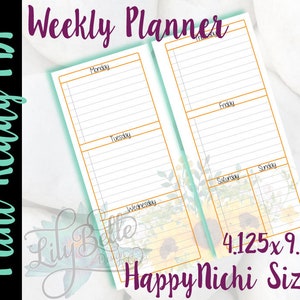 Weekly Planner Download - Happynichi Sized With a Yellow Sunflower ...
