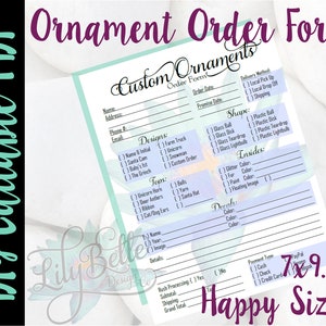 Custom Ornament DIY Editable Order Form Happy Planner sized in PDF image 1