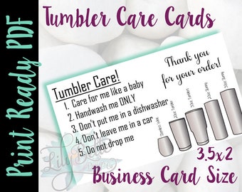 Tumbler Care Business Cards! Perfect for the back of your current business cards! Blank Background