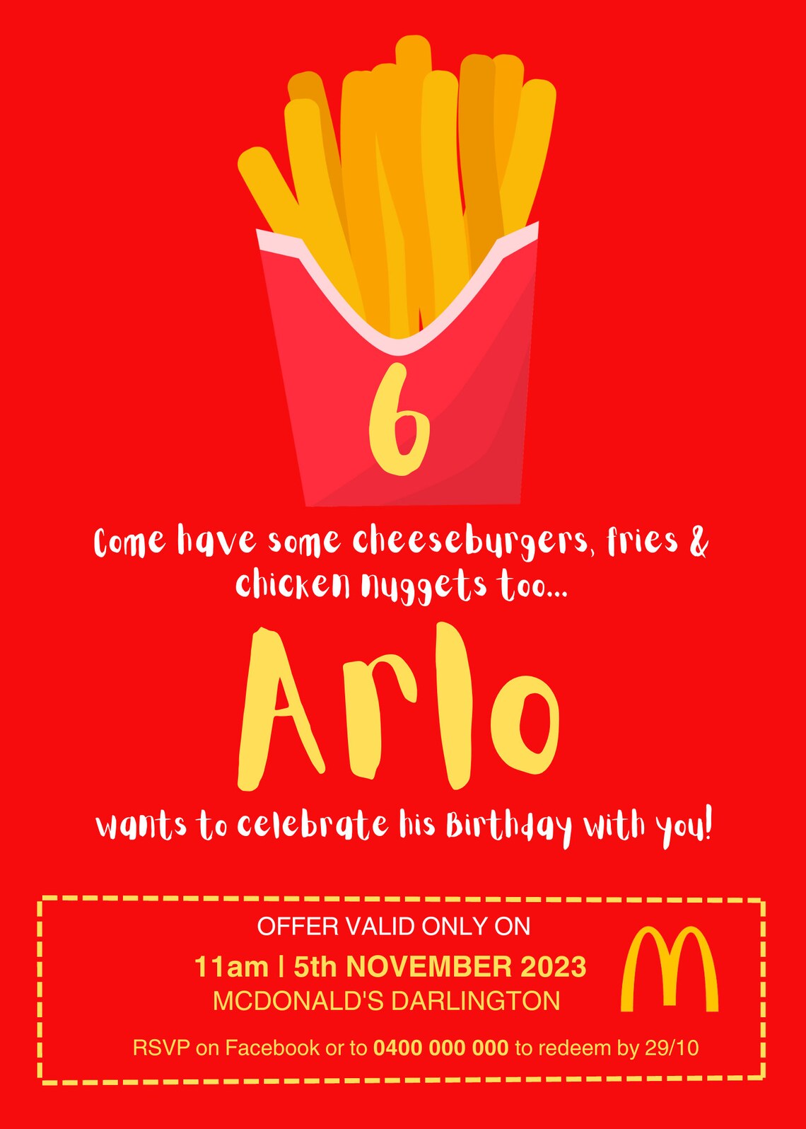 Mcdonalds Party Invite - Etsy