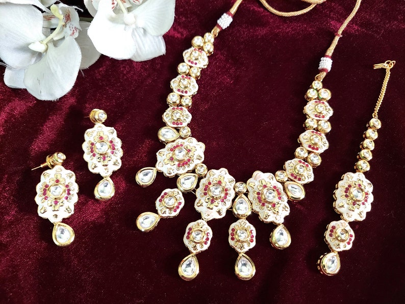 Wedding Necklace Kundan Necklace Pakistani Jewelry Indian Necklace Polki Jewelry Indian Bridal Necklace Kundan Jewelry Indian Jewelry