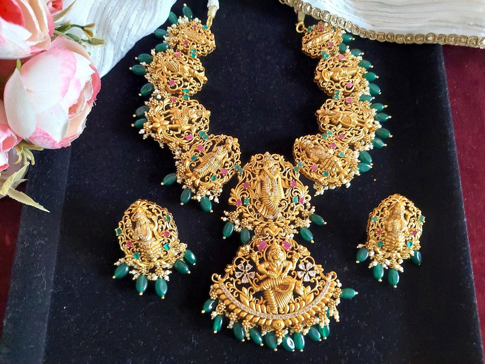 Dasavatharam Necklace Temple South Indian One Gram Gold Bridal - Etsy
