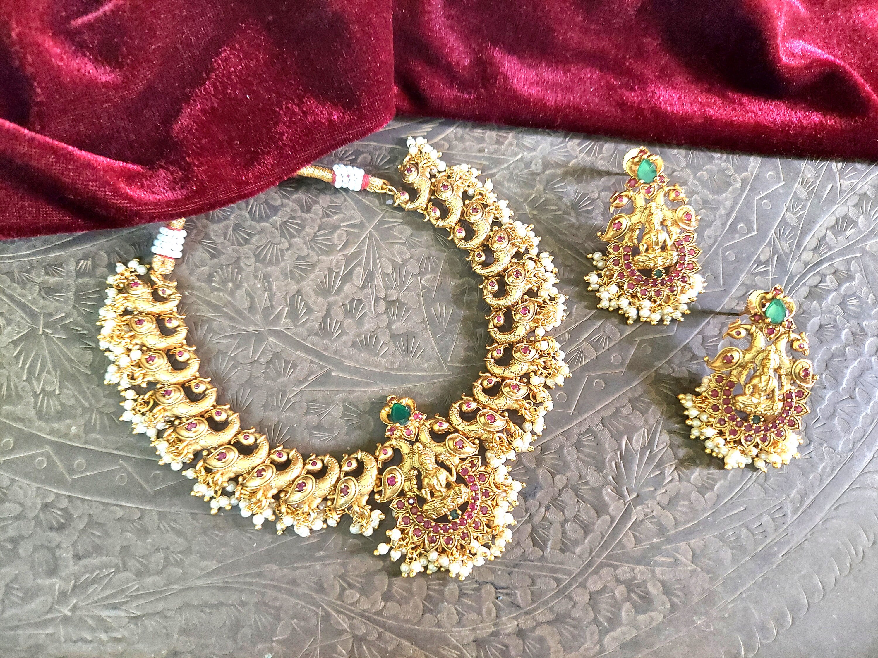 Indian Lakshmi One Gram Gold Necklace 