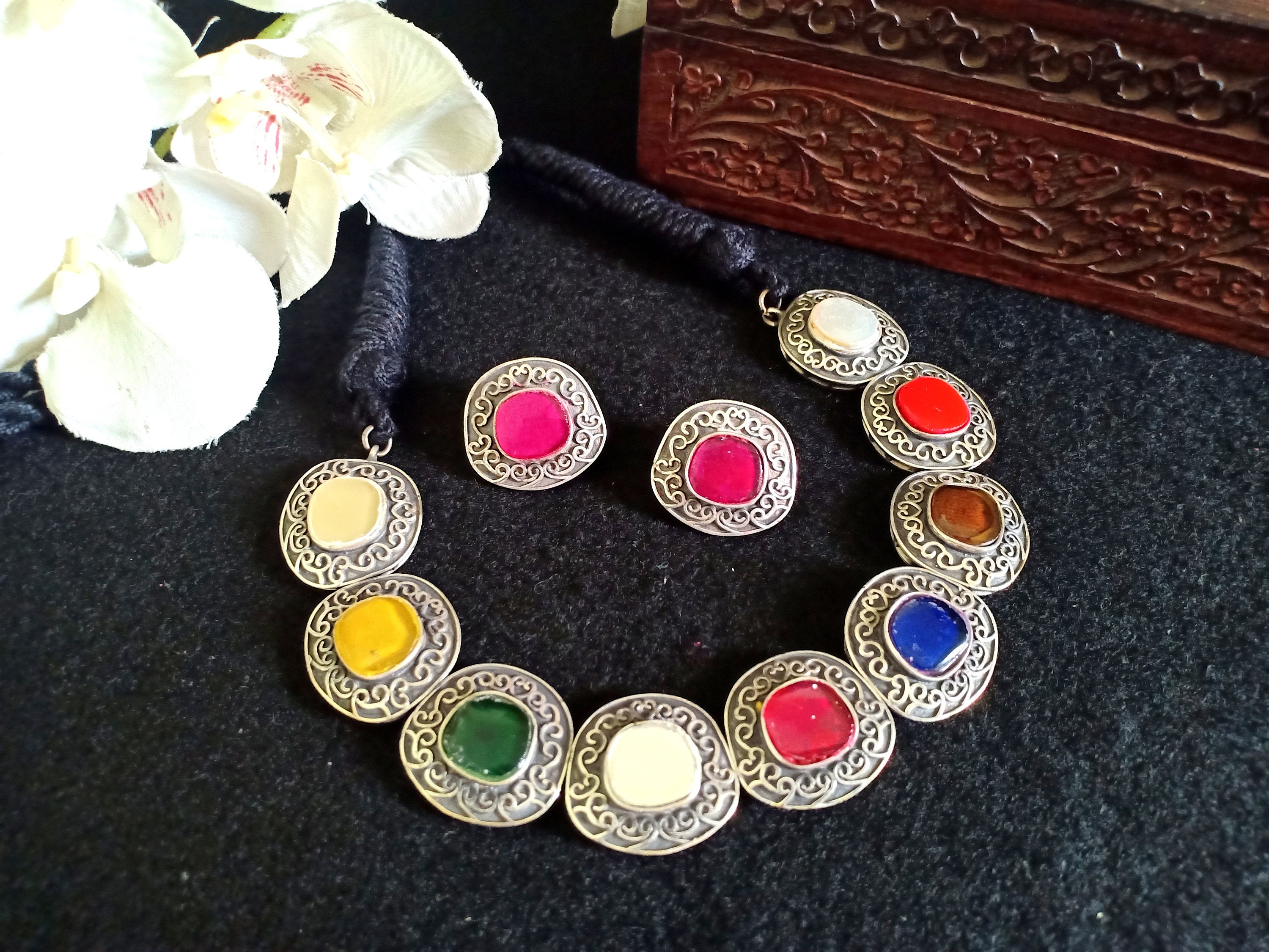 Oxidized Choker Oxidized Indian Jewelry Pakistani Jewelry Etsy