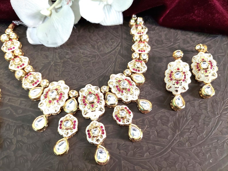Wedding Necklace Kundan Necklace Pakistani Jewelry Indian Necklace Polki Jewelry Indian Bridal Necklace Kundan Jewelry Indian Jewelry