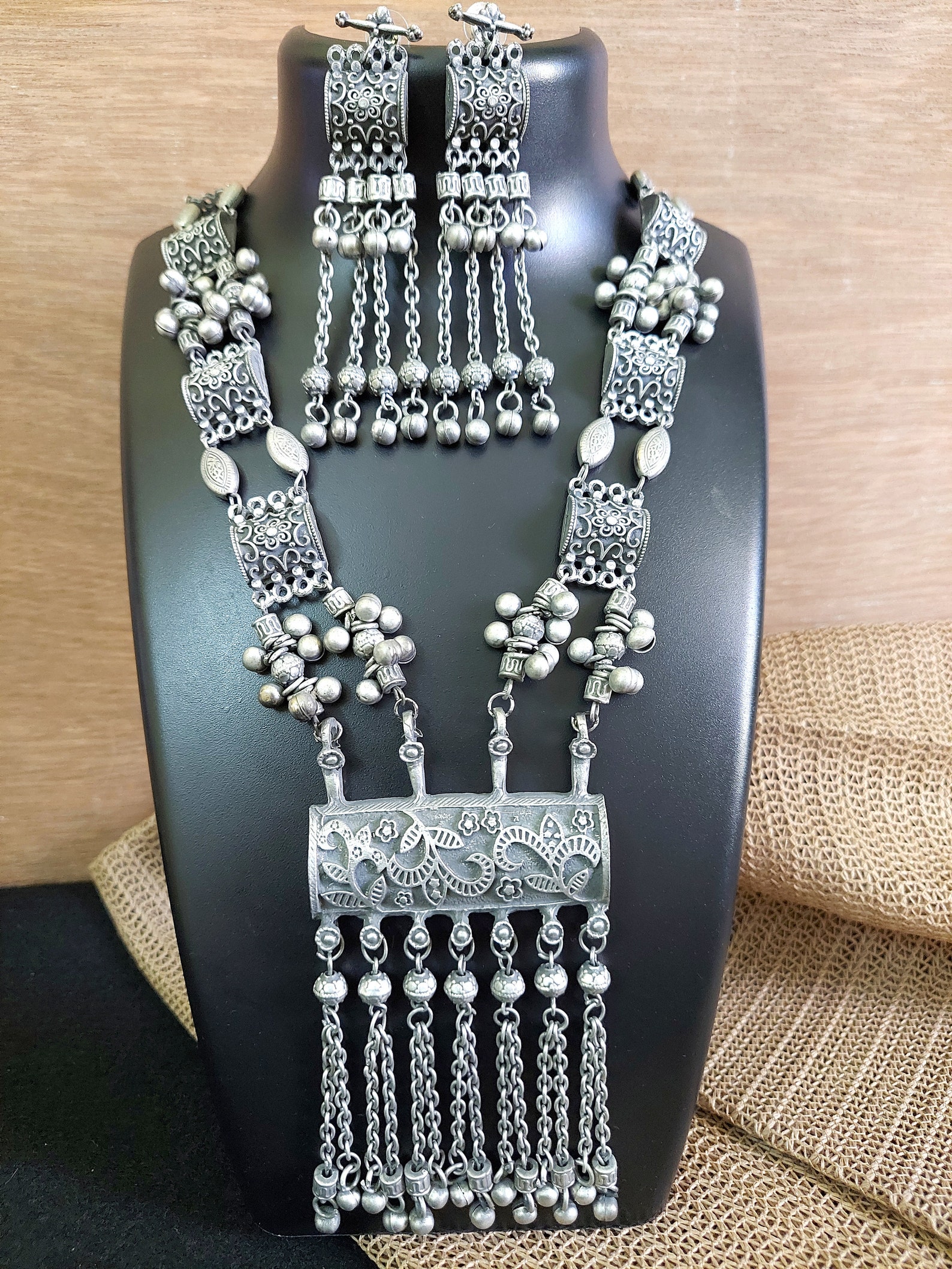 Oxidized Long Necklace Indian Oxidized Jewelry Tribal - Etsy