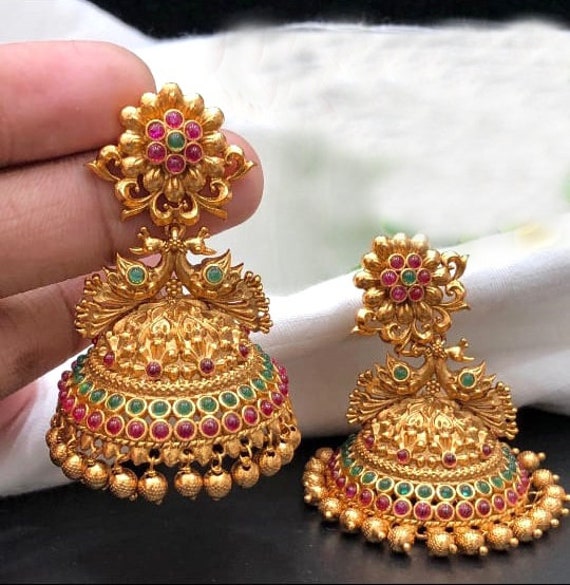 Jhumka Earrings Indian Earrings Indian Jewelry Gold Jhumka | Etsy