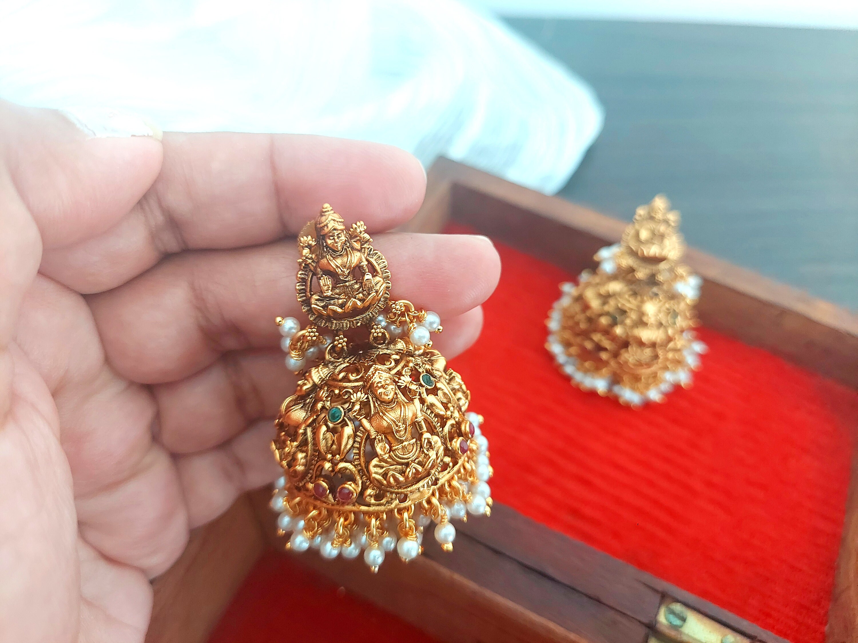 Gold lakshmi best sale earrings