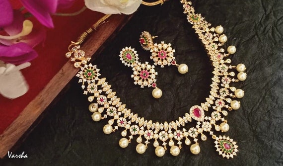 Indian Jewelry Set Bridal Jewelry CZ 
