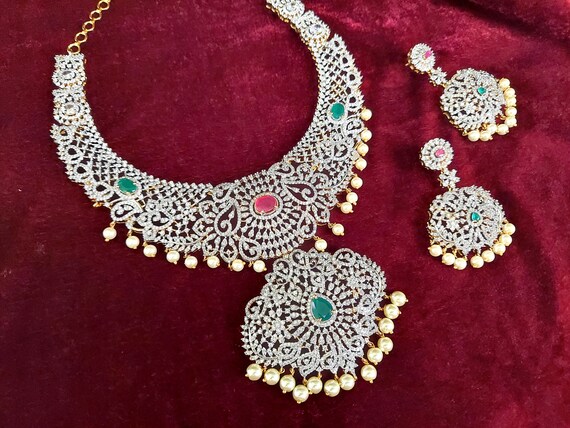 CZ Diamond Necklace Indian American 