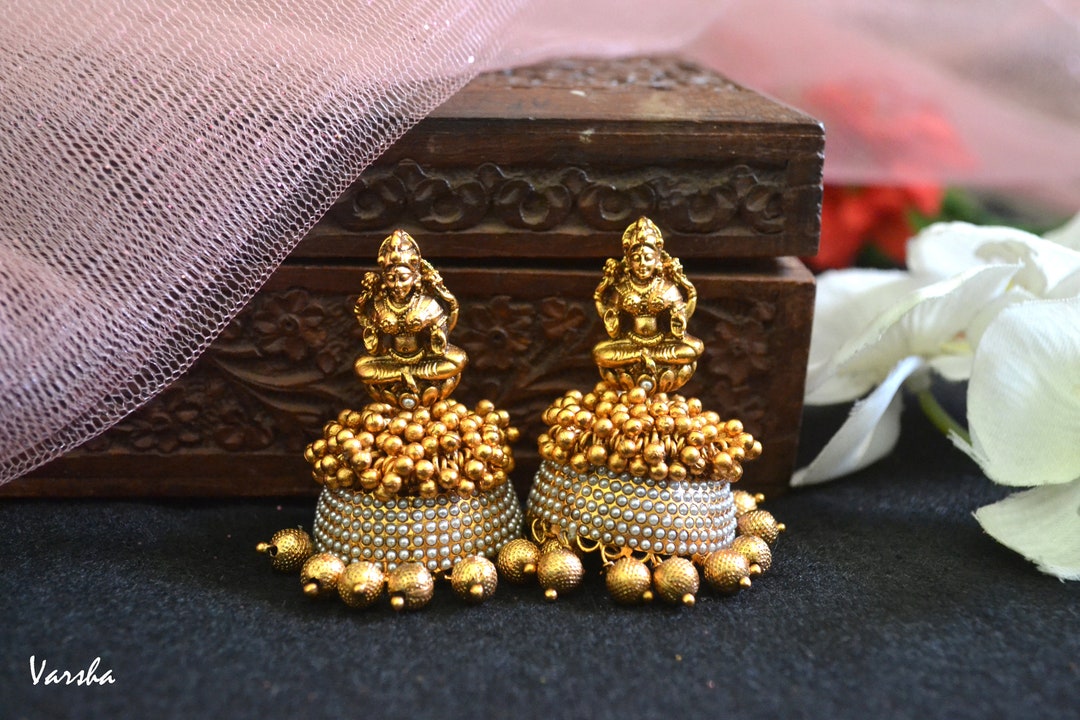 Jhumka Earrings Temple Jewelry Indian Earrings Indian - Etsy