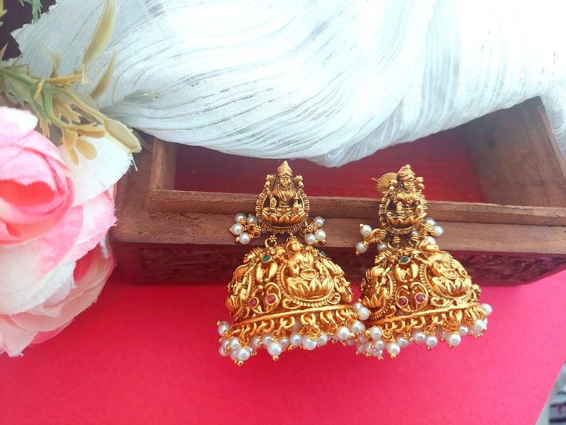 Lakshmi Jhumka Indian Earrings Indian Jewelry Gold Jhumka - Etsy