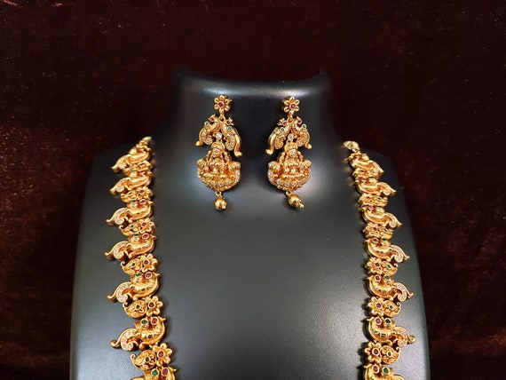 Indian Necklace One Gram Gold Temple 
