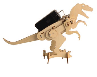 Modelo de robot dinosaurio DIY - Tiranosaurio de madera para kit educativo STEM