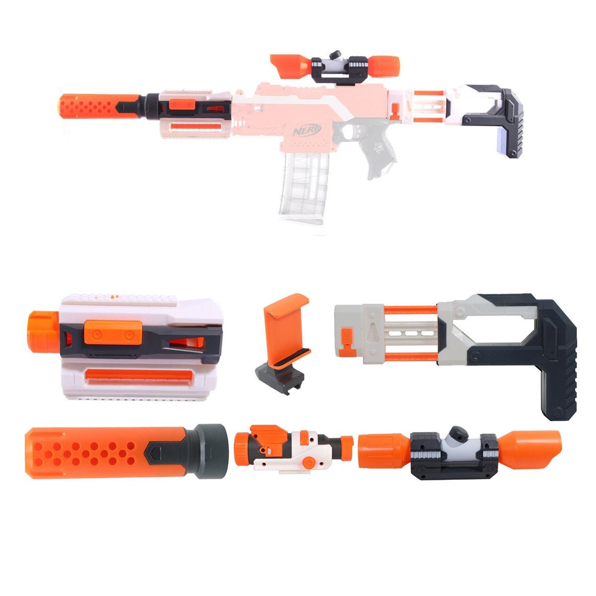 Blasterkit Stock Scope Sight Combo 6 Items Kits for Nerf Stryfe Modify Toy  -  Norway