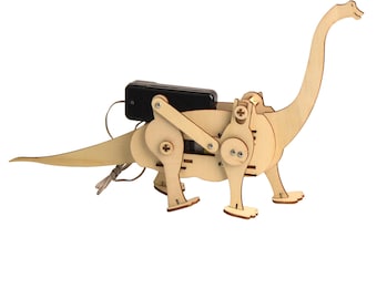Modelo de robot dinosaurio Brachiosaurus de bricolaje, kits de madera para kit STEM, juguete educativo