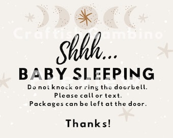 Sleeping Baby Door Sign, Printable, Do not knock sign