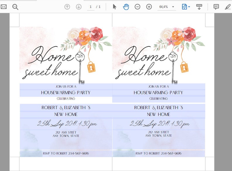 New Home Invitation Home Sweet Home Invitation Floral House | Etsy