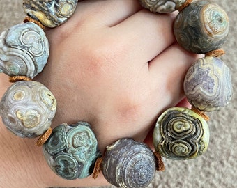 Natural Gobi Eyes Agate Bracelet - Big Beads, 19cm