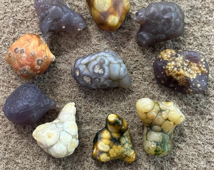 A Set Size:2.2-3.0cm+ Natural Gobi Fish Roe Agate No Polished No Hole ...