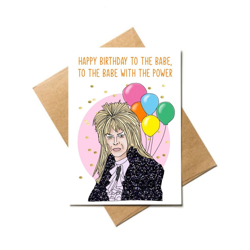 David Bowie Labyrinth birthday card with decal sticker | Etsy