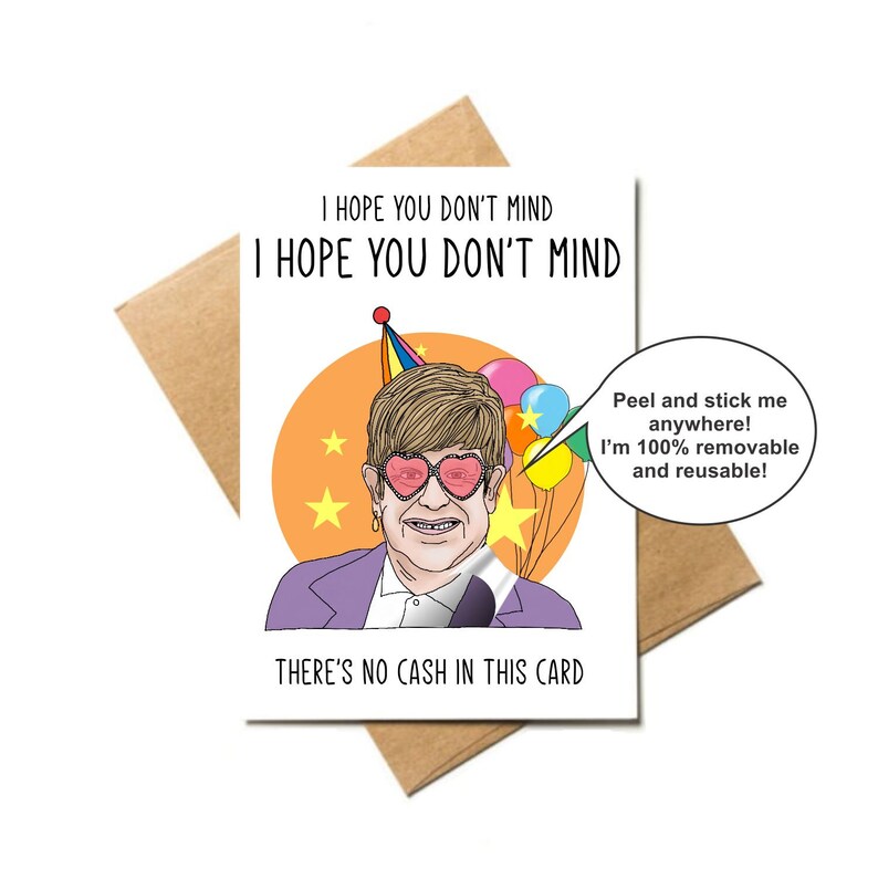 Elton John rocketman funny birthday card with decal sticker | Etsy