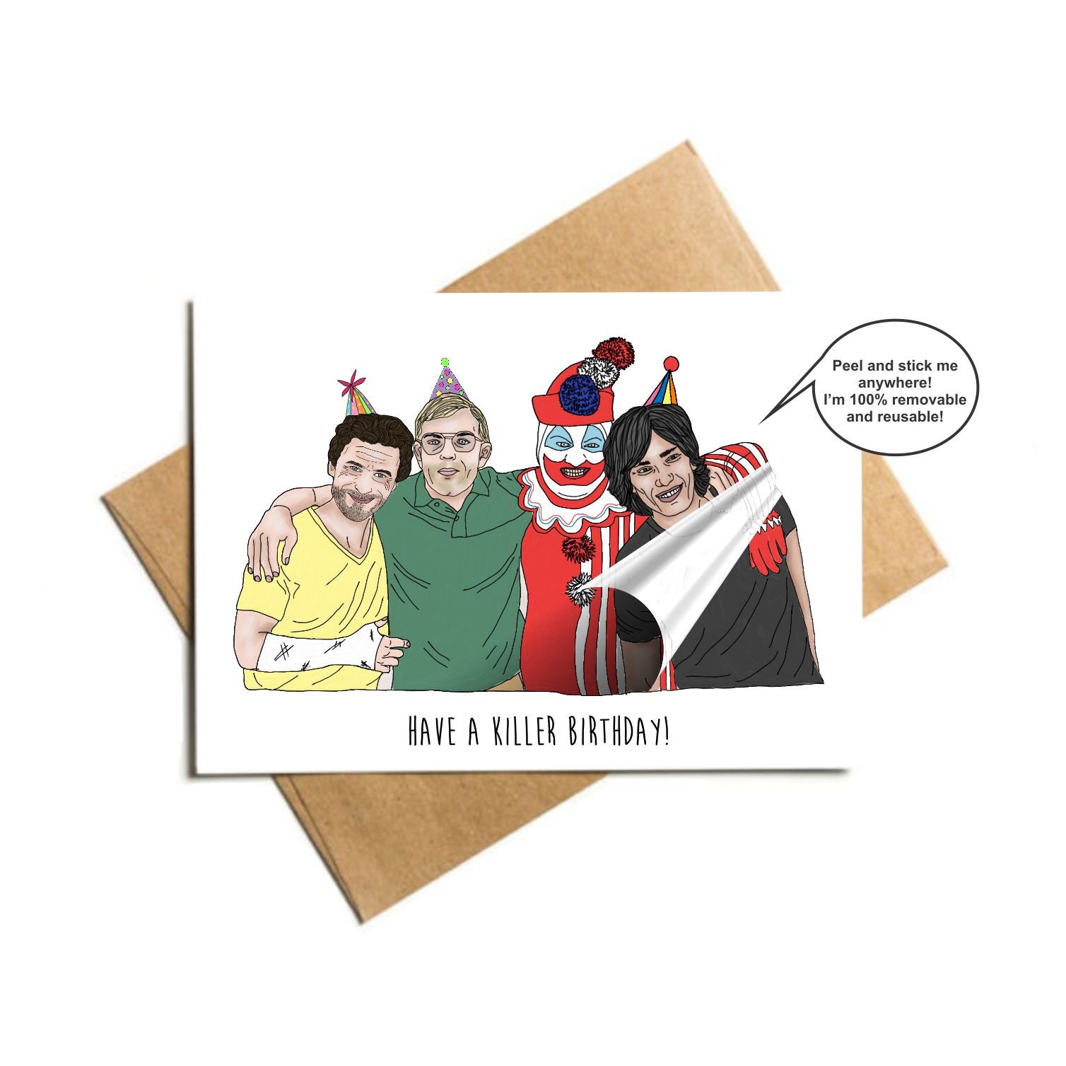 Serial Killer funny dark humour birthday card with sticker Etsy