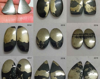 Golden Apache Pyrite Pair Cabochon.. Oval Cabochon...22x12x3 mm..31 Cts..#G155 Apache Pyrite Cabochon Pair..