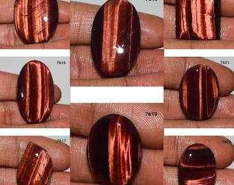Natural Red Tiger Eye Gemstone - Red Tiger Eye Cabochon - Red Tiger Eye Jewelry - Tiger Eye Stone - Red Tiger Eye, In Low Price Cabochon