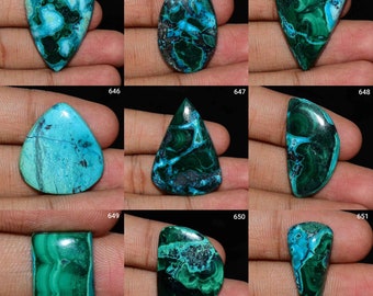 Malachite Chrysocolla Cabochon, Natural Malachite Chrysocolla Gemstone, Malachite Chrysocolla Jewelry, Smooth Polish Cabochon,