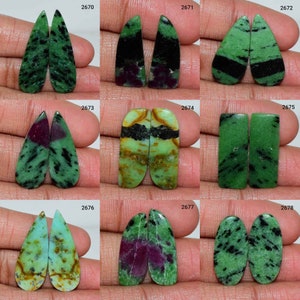 Unikat Wunderschönes Paar Rubin Zoisit Paar Edelstein, Rubin Zoisit Cabochon Paar, Rubin Zoisit Paar, Rubin Zoisit Paar Multi Schmuck,