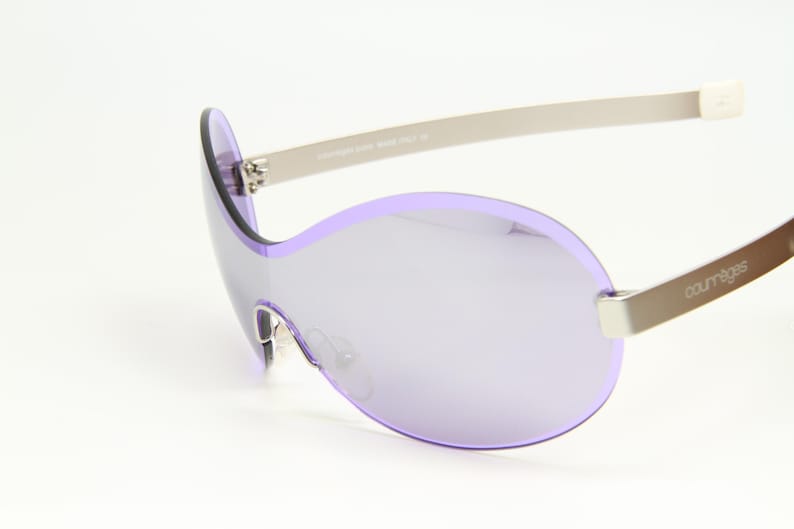 Courreges Paris AC 007 AY Steel Metal Women Sunglasses PC Purple Lens Made In Italy 20-9 image 2