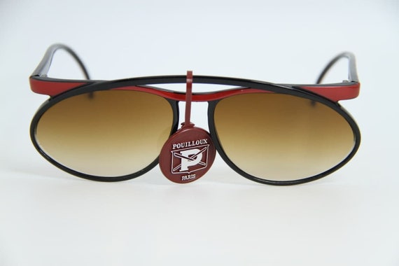 Black Frame red Sunglasses with Brown Gradient Lenses Black/Wine Medium Thick Trapezoid Gradient Sunglasses with  main image 2