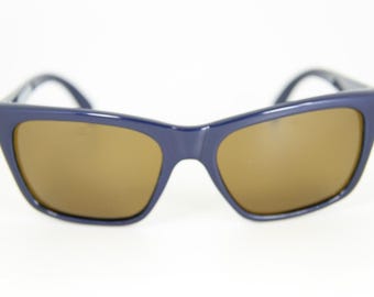 Vintage 1980's Vuarnet 006 Blue Metal Sunglasses PX2000 Mineral Brown lens