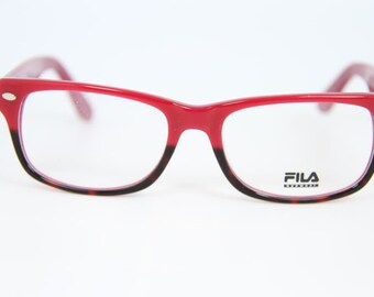 FILA VF8867 Marco óptico de anteojos de plástico negro rojo