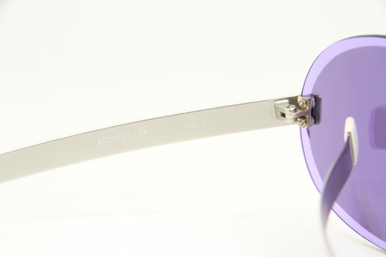 Courreges Paris AC 007 AY Steel Metal Women Sunglasses PC Purple Lens Made In Italy 20-9 image 3